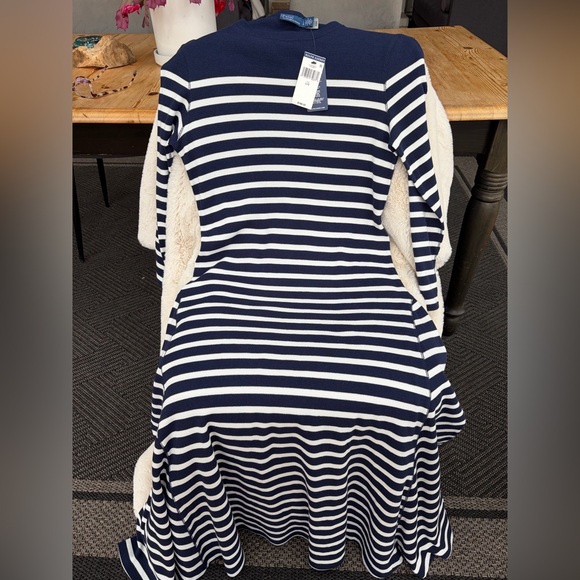 Polo Ralph Lauren Dresses & Skirts - New Ralph Lauren - Large & XL Navy & White Striped Long-Sleeve Fit & Flare Dress